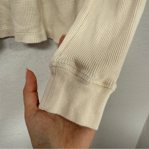 FM 669 Anthony Waffle Long Sleeve Shirt Natural Size Small - Picture 4 of 5